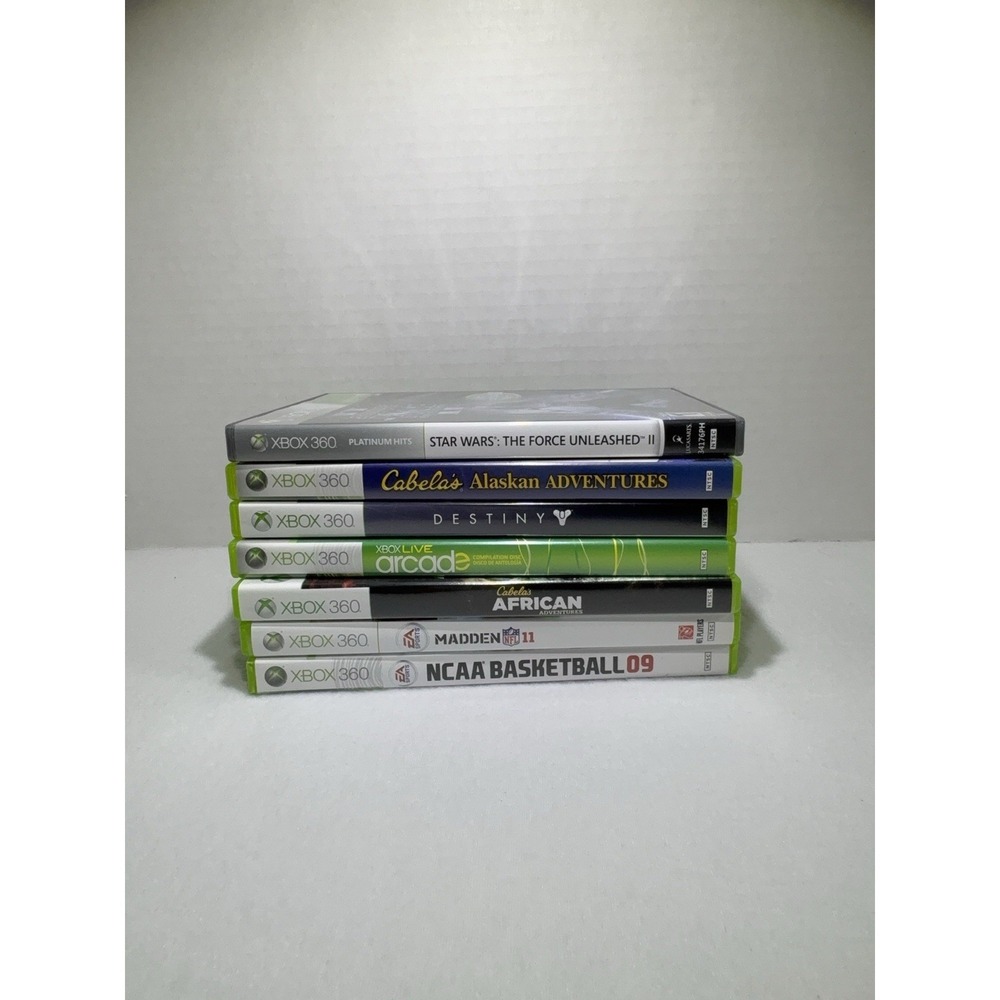 XBOX 360 Game Lot Of 7- Star Wars, NCAA, Cabela's, Destiny, Madden NFL